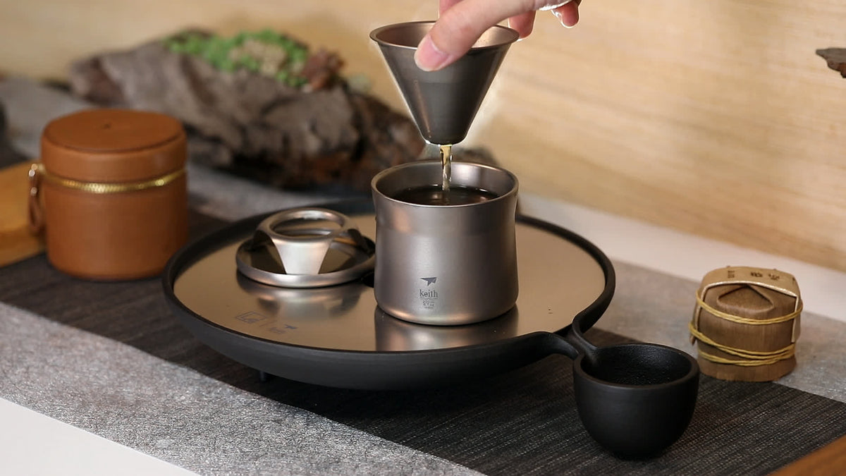 Taza de titanio multifuncional para té y café
