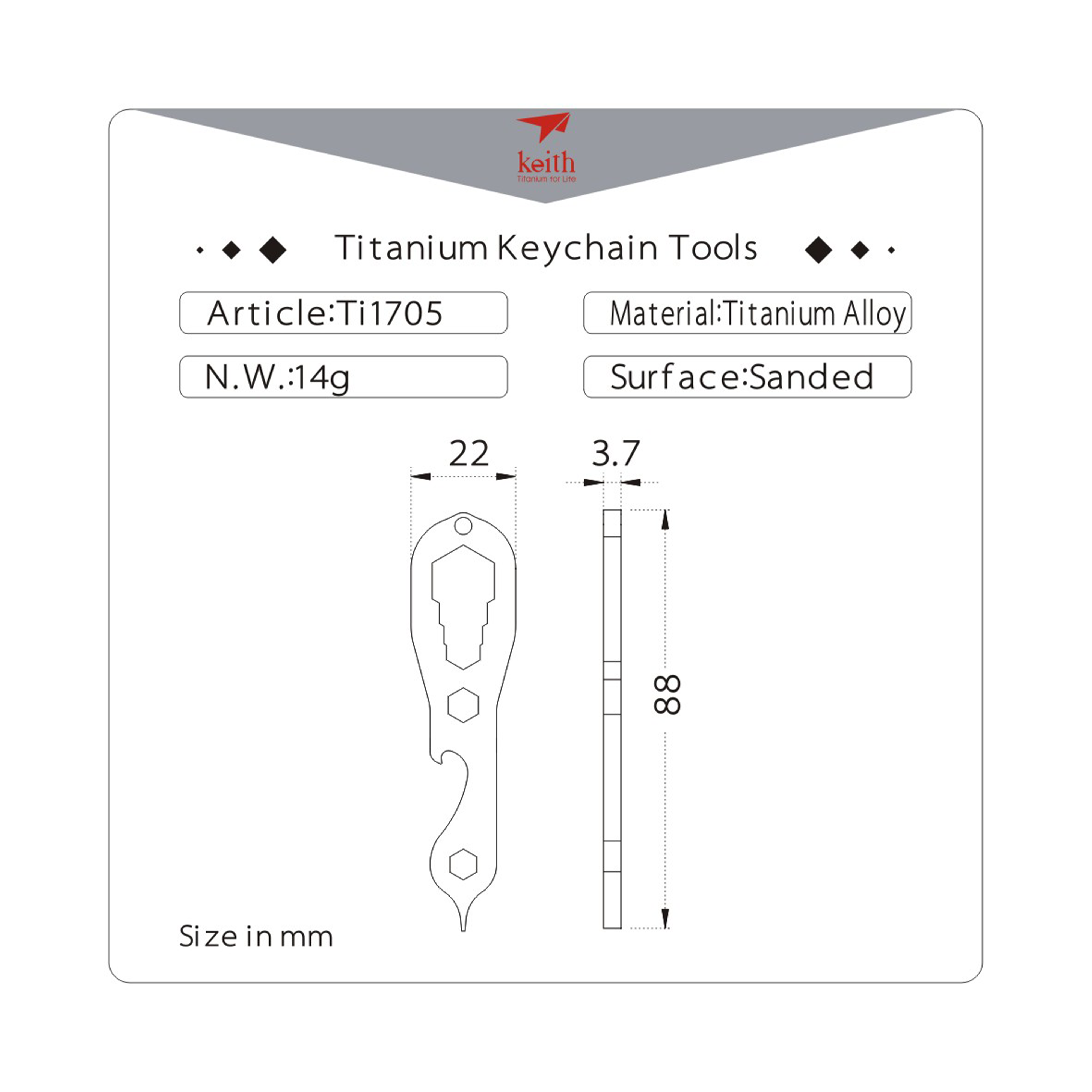 Porte-clés multi-outil en alliage de titane, ouvre-paquet rotatif à 360  degrés, outil d