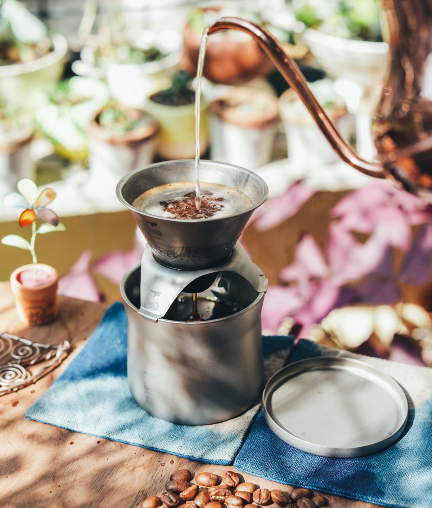 Taza de titanio multifuncional para té y café