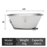 Cuencos de titanio con asa plegable